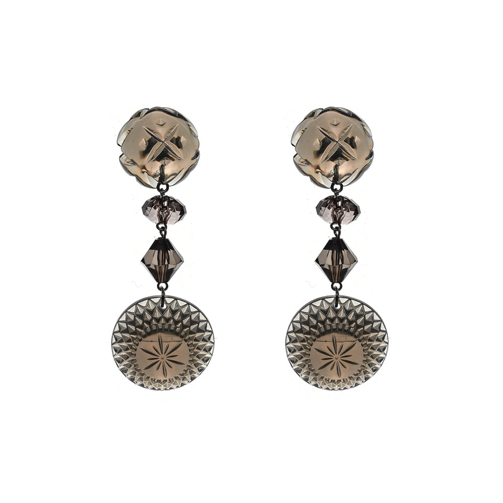 Multi Shape Stud Earrings Dark Grey