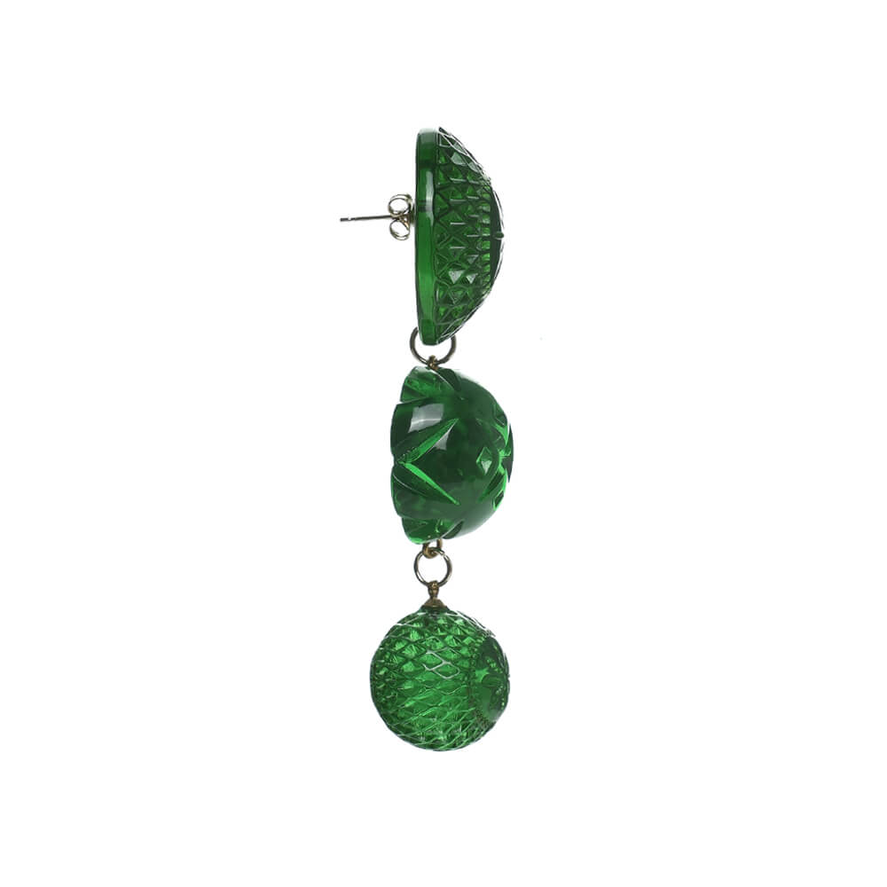 Drip Crystal Stud Earrings Emerald Green