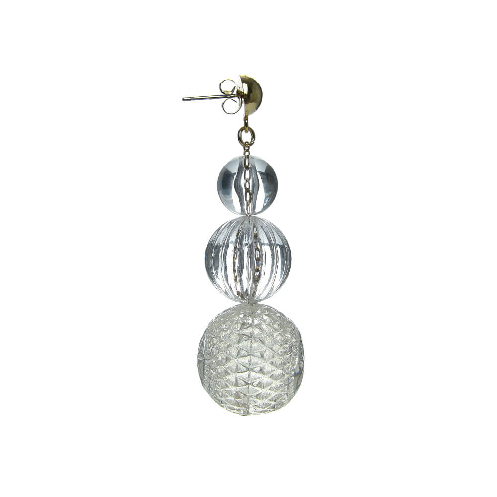 Triple Ball Stud Earrings Vintage Clear