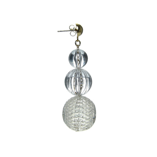 Triple Ball Stud Earrings Vintage Clear