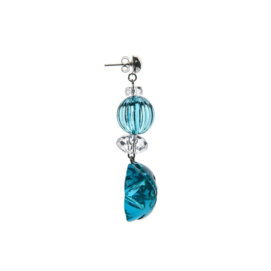 Multi Shape Stud Earrings Aqua & Clear