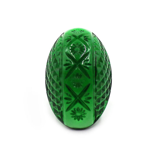 Etched Oval Ring Emerald Green