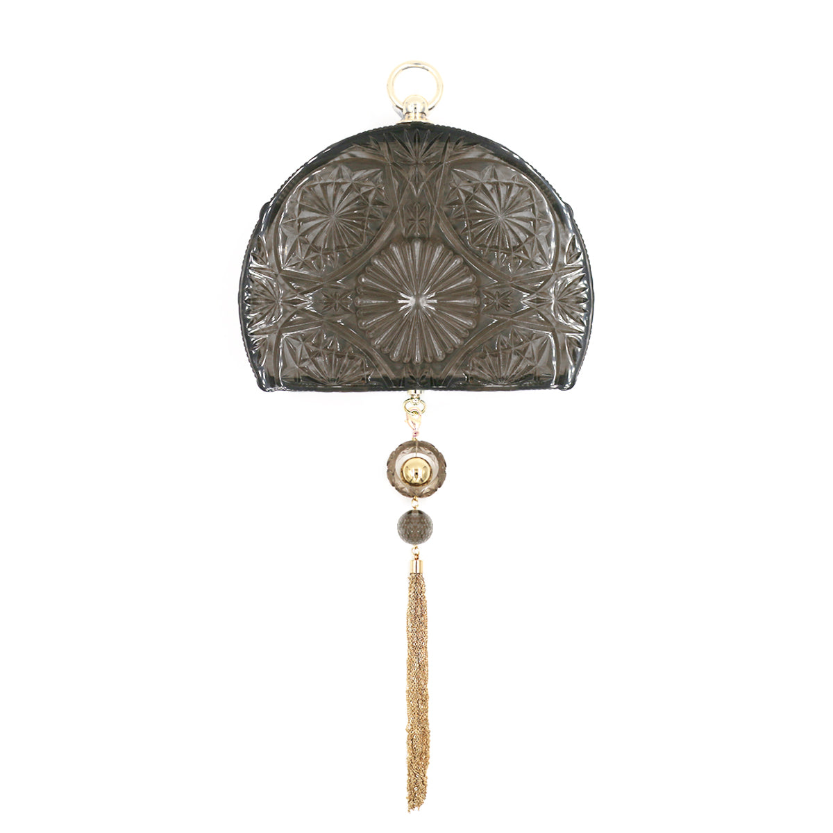 BESTSELLER Hand Carved Fan Clutch Dark Grey