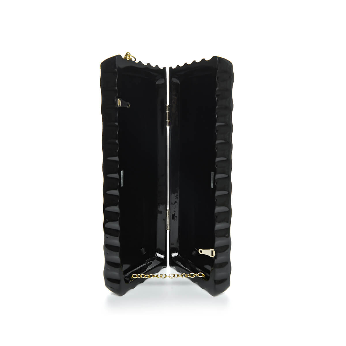 Hand Carved Long Rectangle Clutch Black