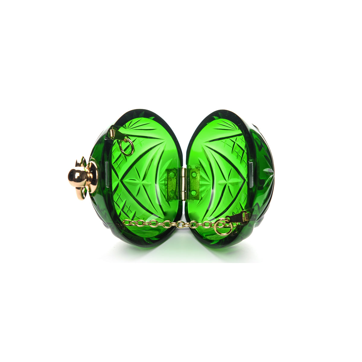 Hand Carved Mini Clutch Emerald Green