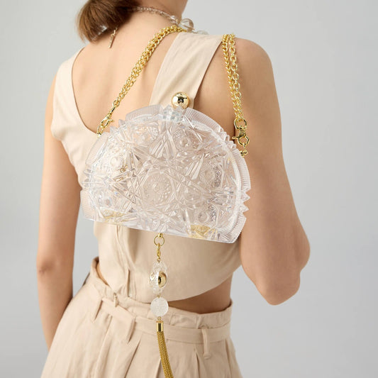 Edged Fan Clutch Vintage Clear