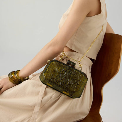 Wide Octagon Clutch Amber