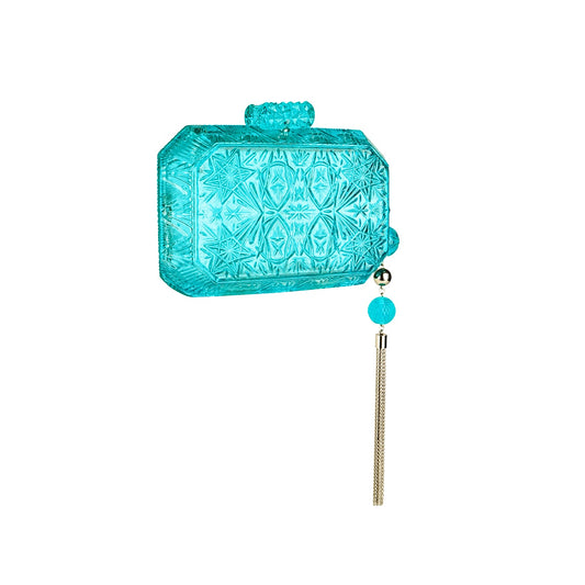 Wide Octagon Clutch Aqua