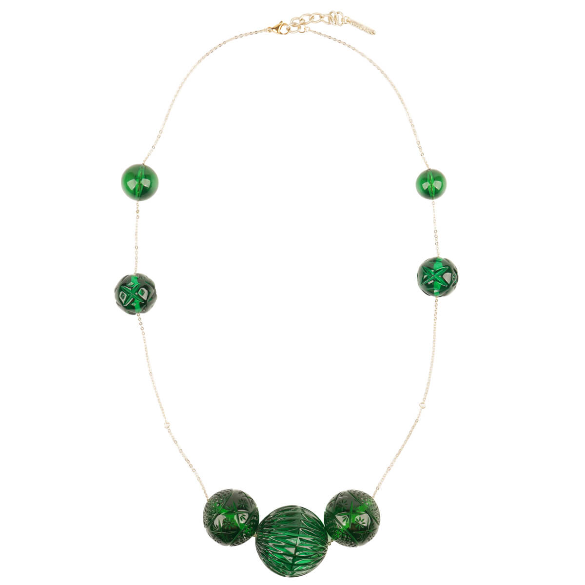 Long Random Sphere Necklace Emerald Green