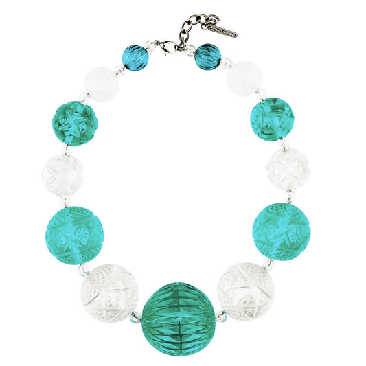 SAMPLE SALE Statement Sphere Necklace Turquoise & Clear