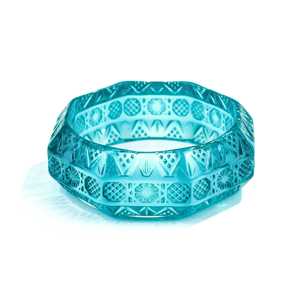 Etched Octagon Bangle Aqua