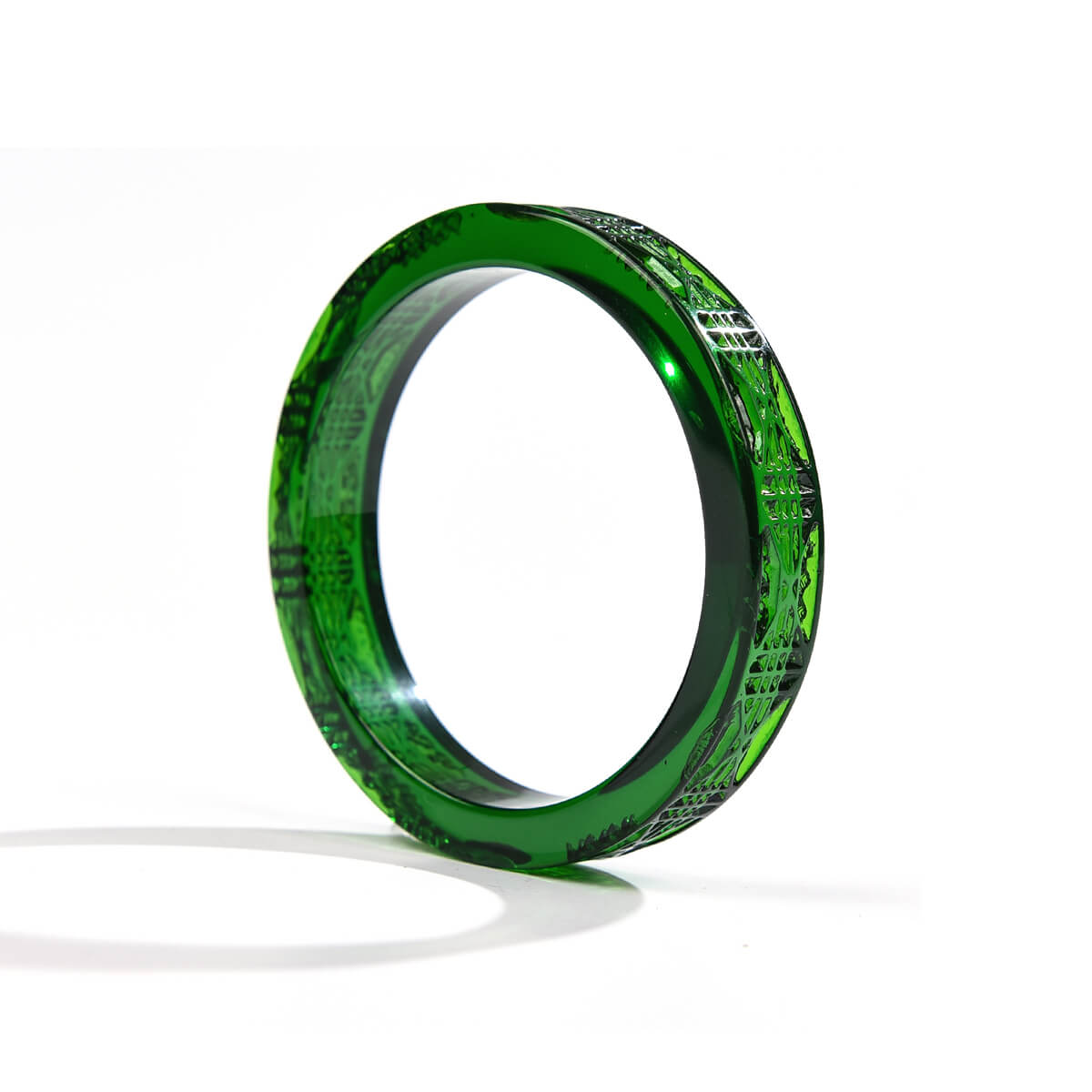 SAMPLE SALE Cut Glass Bangle Emerald Green