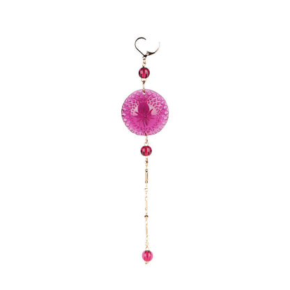Long String Disc Earrings Deep Purple