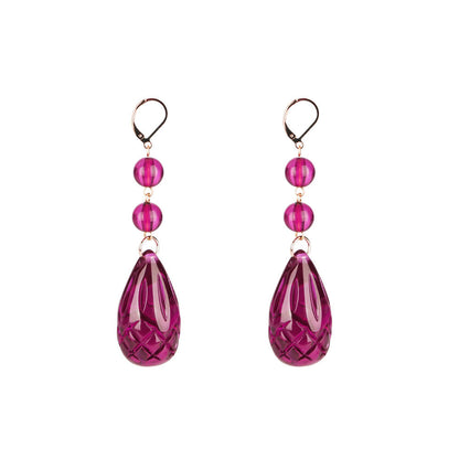 Etched Teardrop Earrings Deep Purple