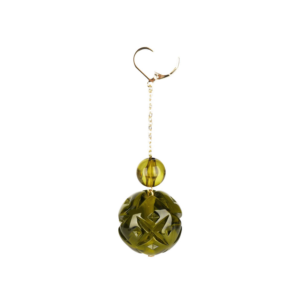 NEW IN Crystal Ball Drop Earrings Olive