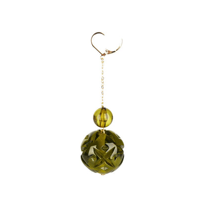 [SAMPLE SALE] Crystal Ball Drop Earrings Olive