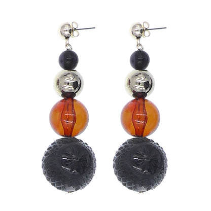 [FINAL SALE 40% OFF] Multi Ball Stud Earrings Amber & Black