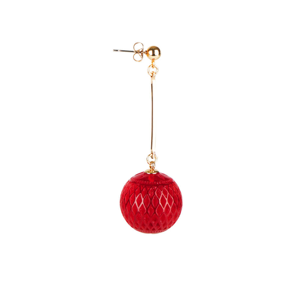 Etched Ball Drop Earrings Burgundy