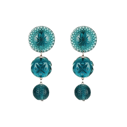 Drip Crystal Stud Earrings Indigo