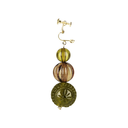 Triple Ball Stud Earrings Olive