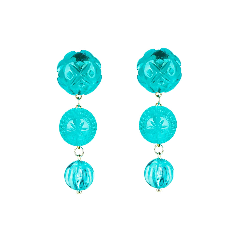 Etched Drip Stud Earrings Aqua