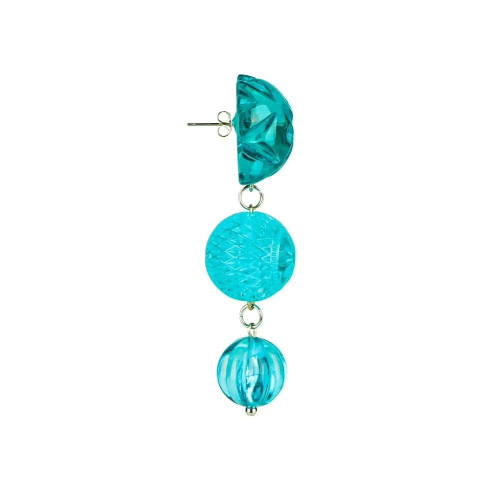 Etched Drip Stud Earrings Aqua