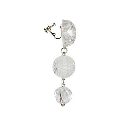 Etched Drip Stud Earrings Vintage Clear