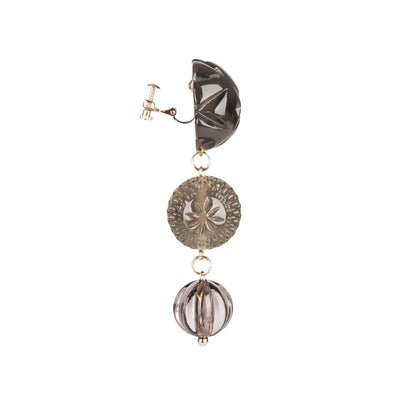 Etched Drip Stud Earrings Dark Grey