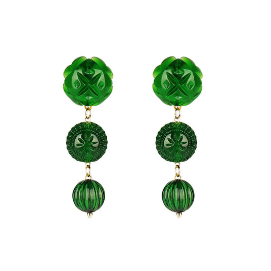NEW IN Etched Drip Stud Earrings Emerald Green