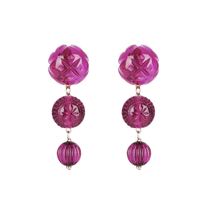 Etched Drip Stud Earrings Deep Purple
