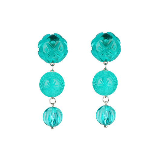 SAMPLE SALE Etched Drip Stud Earrings Turquoise