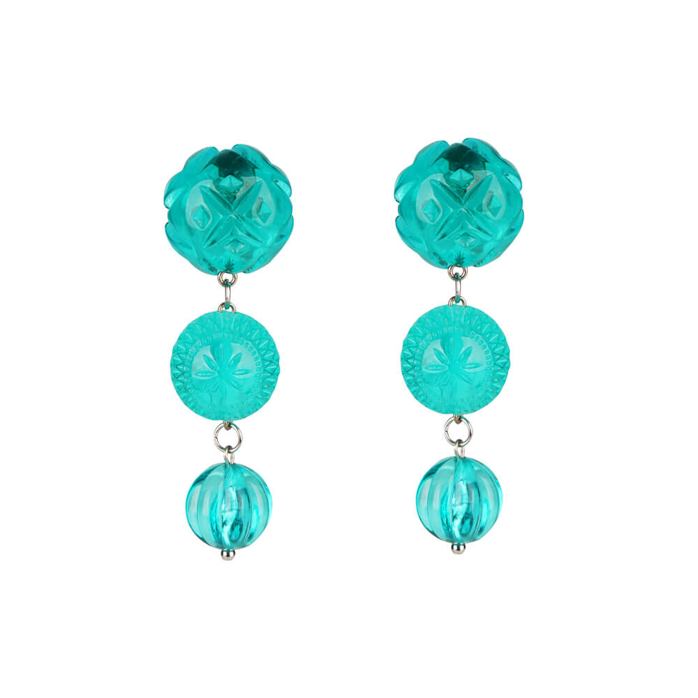 SAMPLE SALE Etched Drip Stud Earrings Turquoise