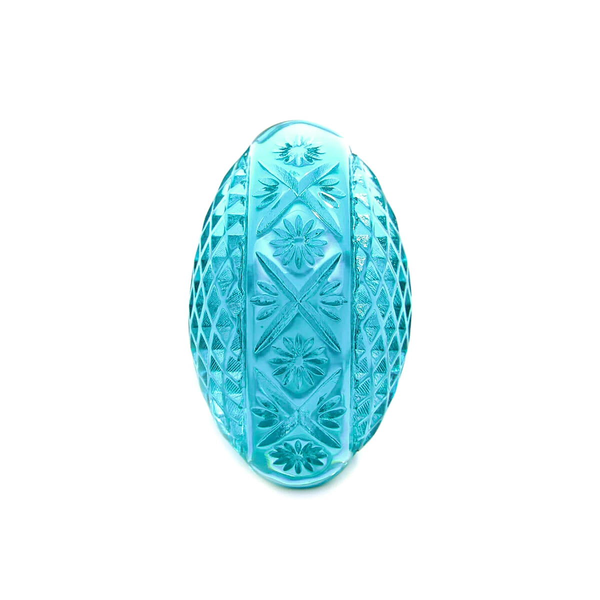 Etched Oval Ring Aqua