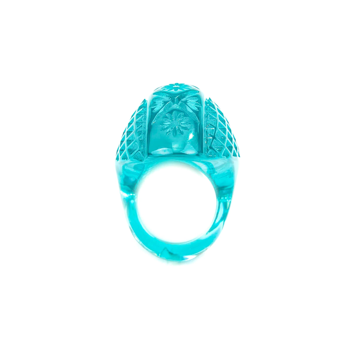 Etched Oval Ring Aqua