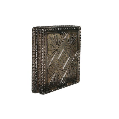 [SAMPLE SALE] Hand Carved Box Clutch Dark Grey