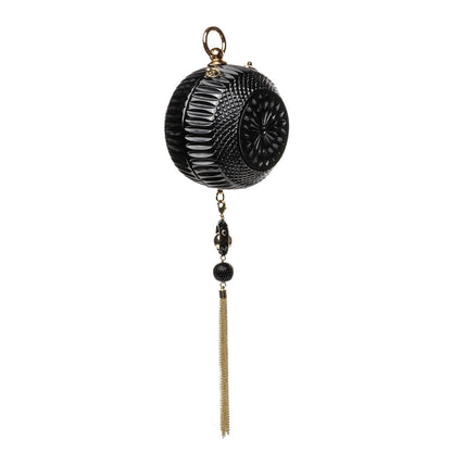 Hand Carved Sphere Clutch Black