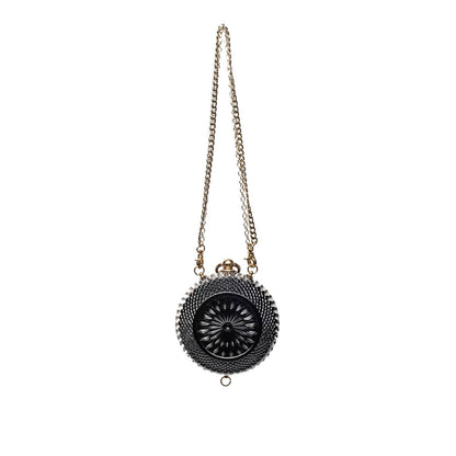 Hand Carved Sphere Clutch Black