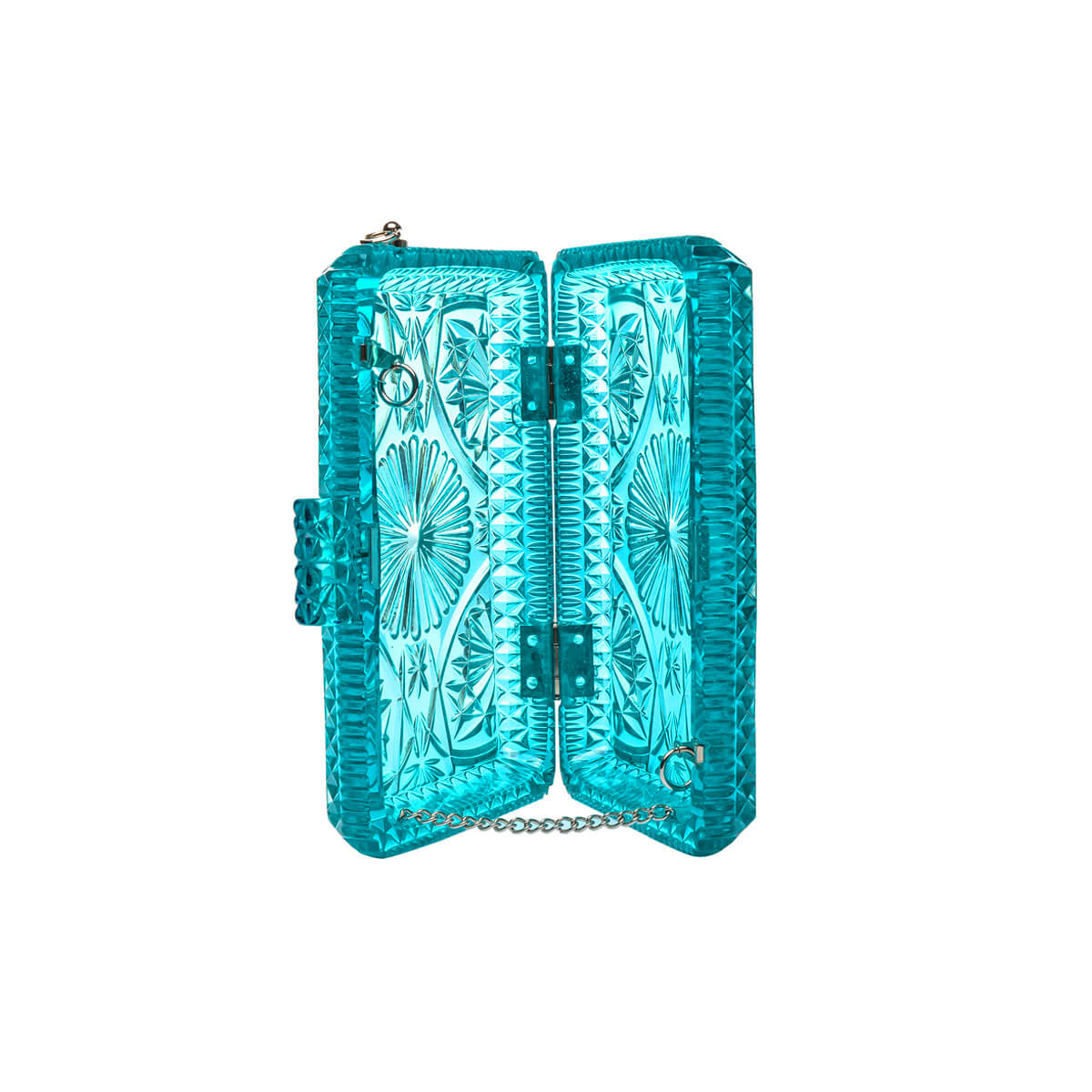 BACK IN STOCK Hand Carved Rectangle Clutch Aqua