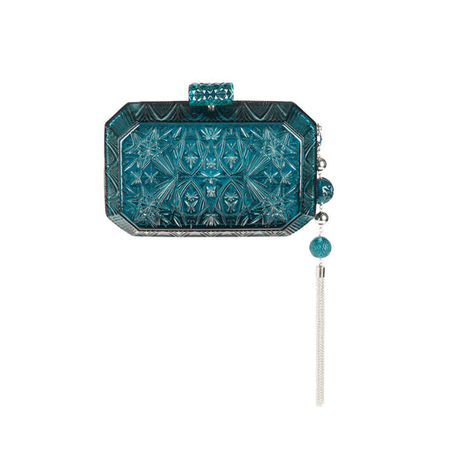 Wide Octagon Clutch Indigo