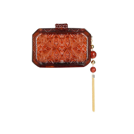NEW IN Wide Octagon Clutch Amber