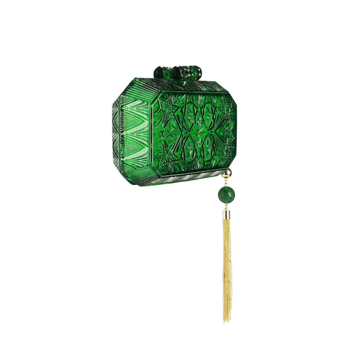 Wide Octagon Clutch Emerald Green