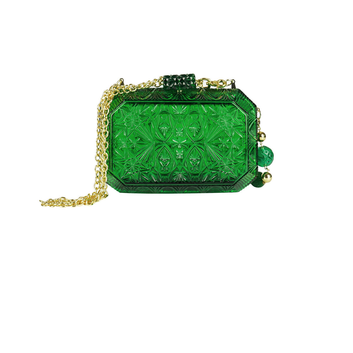 Wide Octagon Clutch Emerald Green