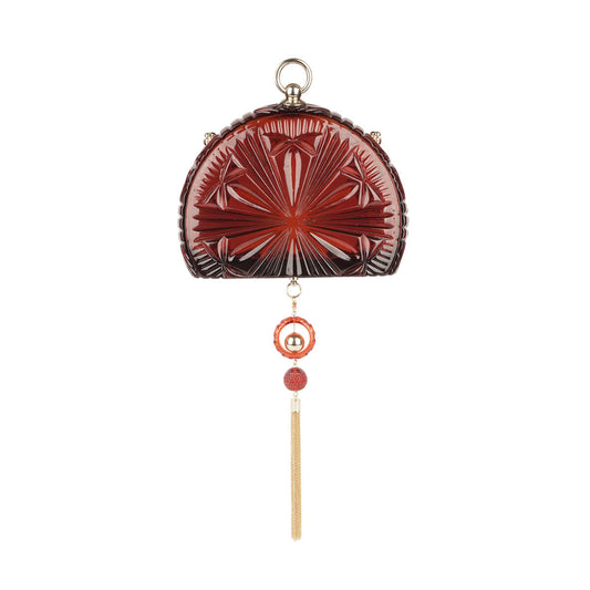 NEW IN Sunburst Fan Clutch Amber