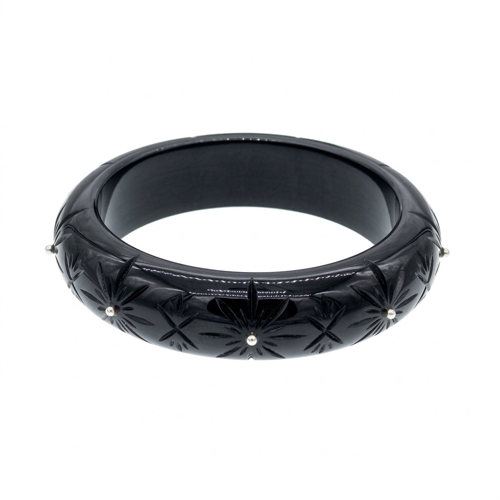 Studded Crystal Bangle Black