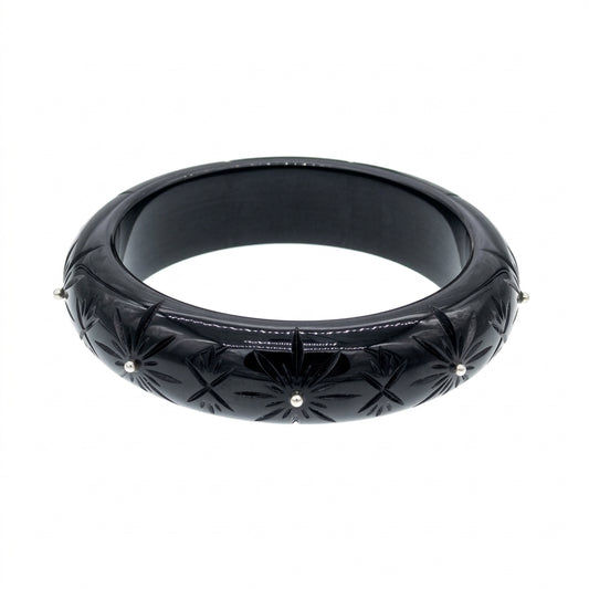 Studded Crystal Bangle Black