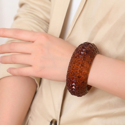 Wide Bubble Bangle Amber