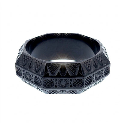 BACK IN STOCK Etched Octagon Bangle Black