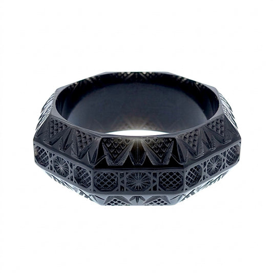 BACK IN STOCK Etched Octagon Bangle Black