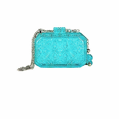 Wide Octagon Clutch Aqua