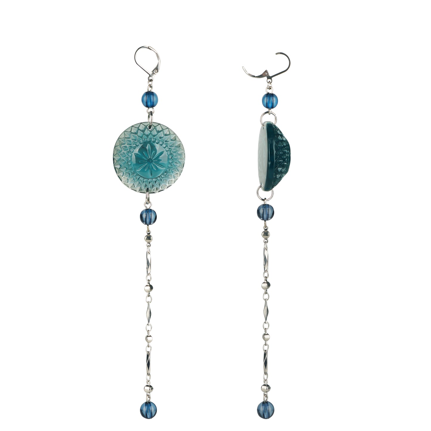 Long String Disc Earrings Indigo